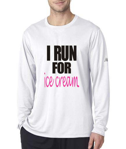 Running - I Run For Ice Cream - NB Mens White Long Sleeve Shirt